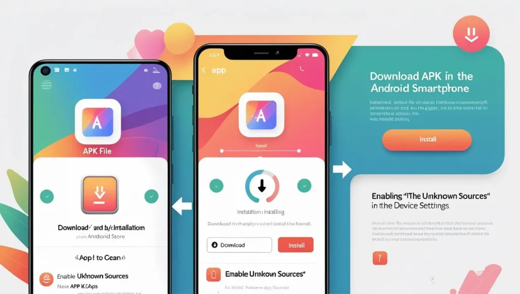 Step-by-step visual guide for downloading and installing Tainosec APK on Android