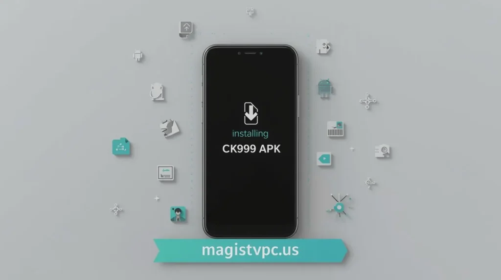 Smartphone screen showing CK999 installation progress.