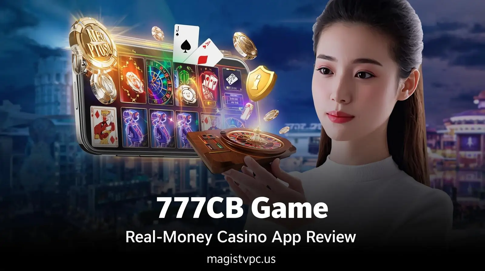 User playing 777CB Game on smartphone with slots and poker