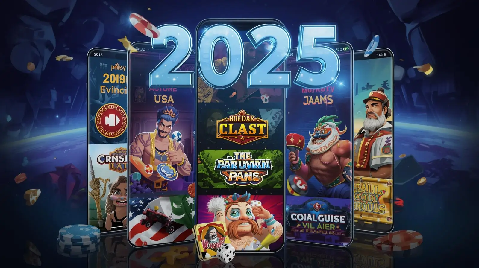 Smartphone showing top casino apps with cards, dice, and coins - magistvpc.us