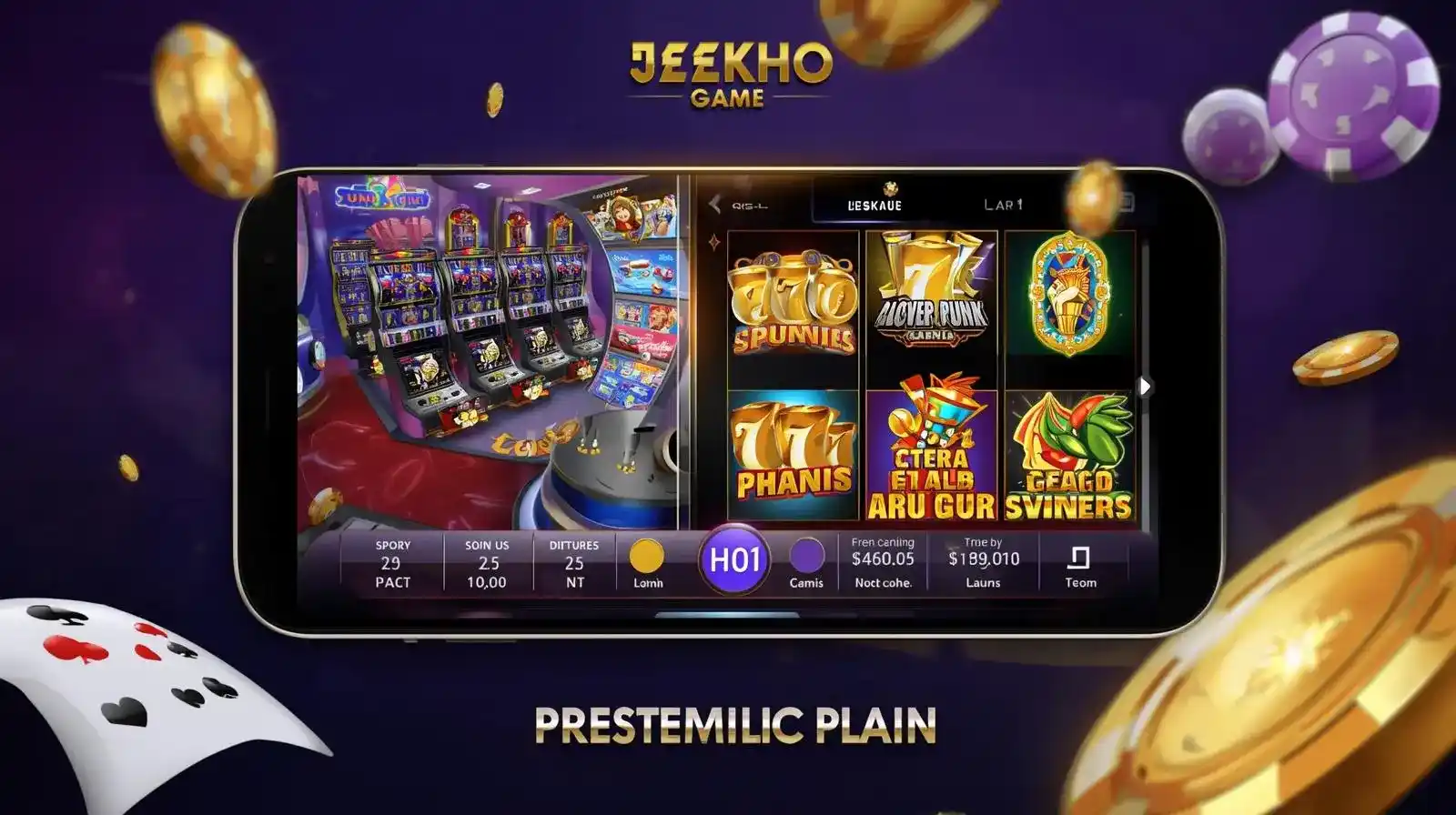 Jeekho Game app showing slots and poker on mobile