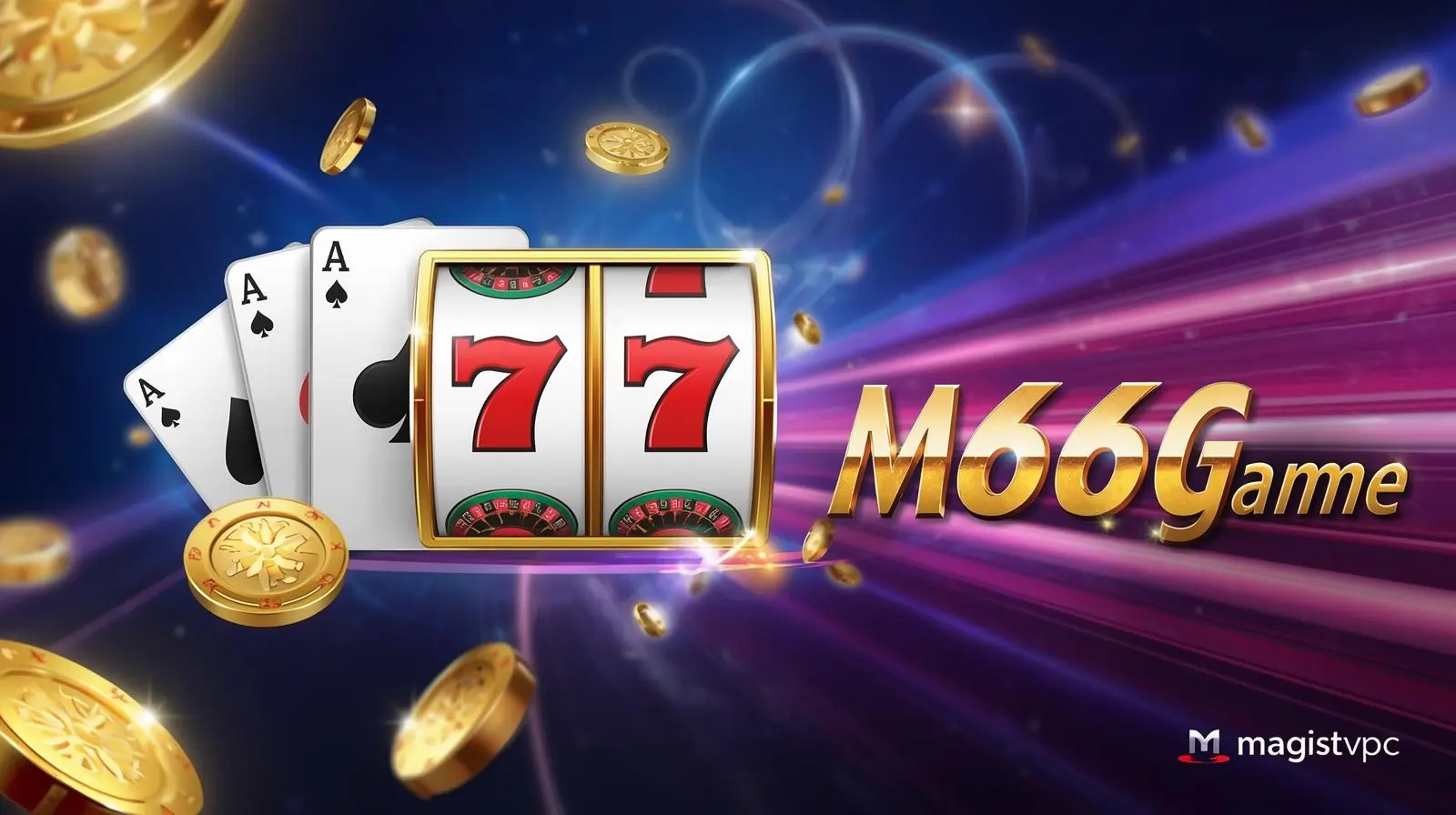 M666 Game app interface with poker, slots, and roulette icons on phone screen