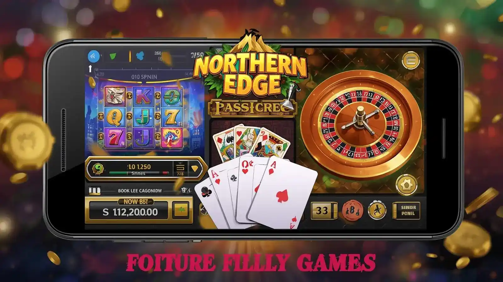 Northern Edge Game APK interface on phone with casino elements