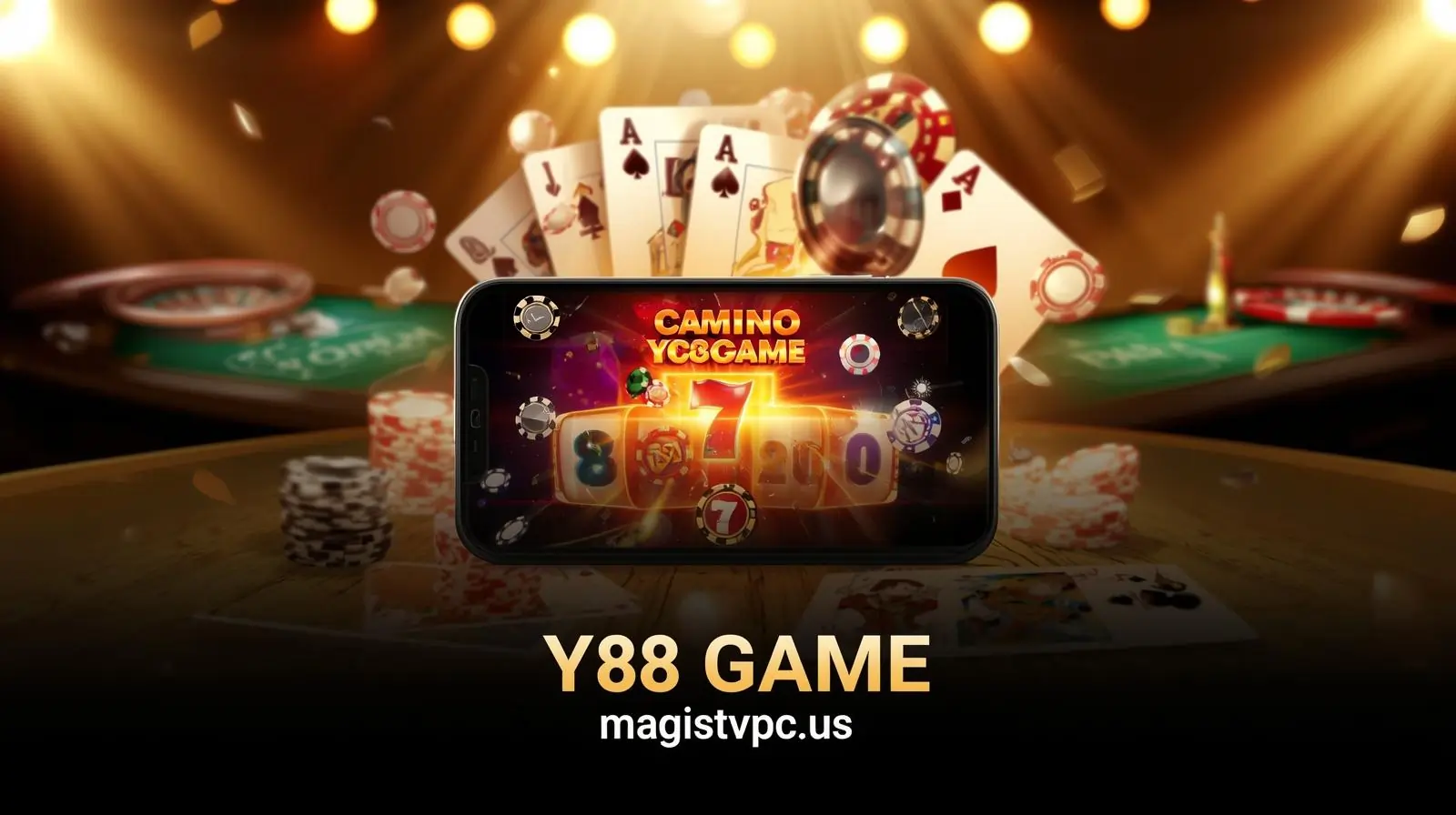 Y888 Game app showing slots, poker, and table play