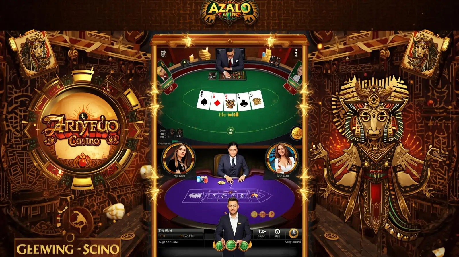 Aztec Casino app with slots, poker, and live dealer games