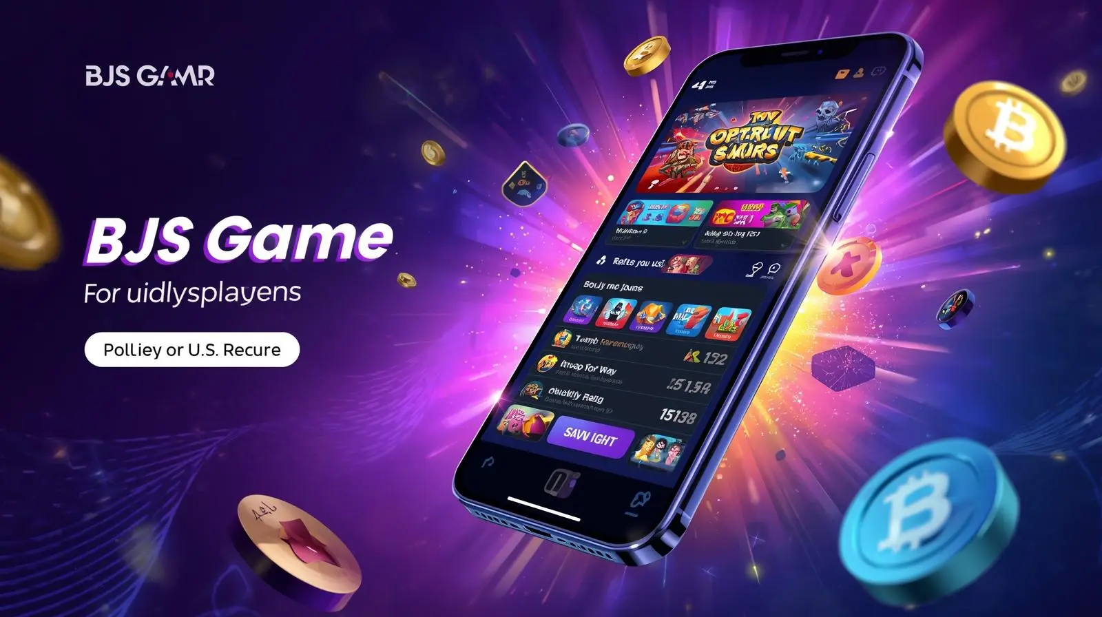 BJS Game APK mobile gaming interface with glowing poker chips