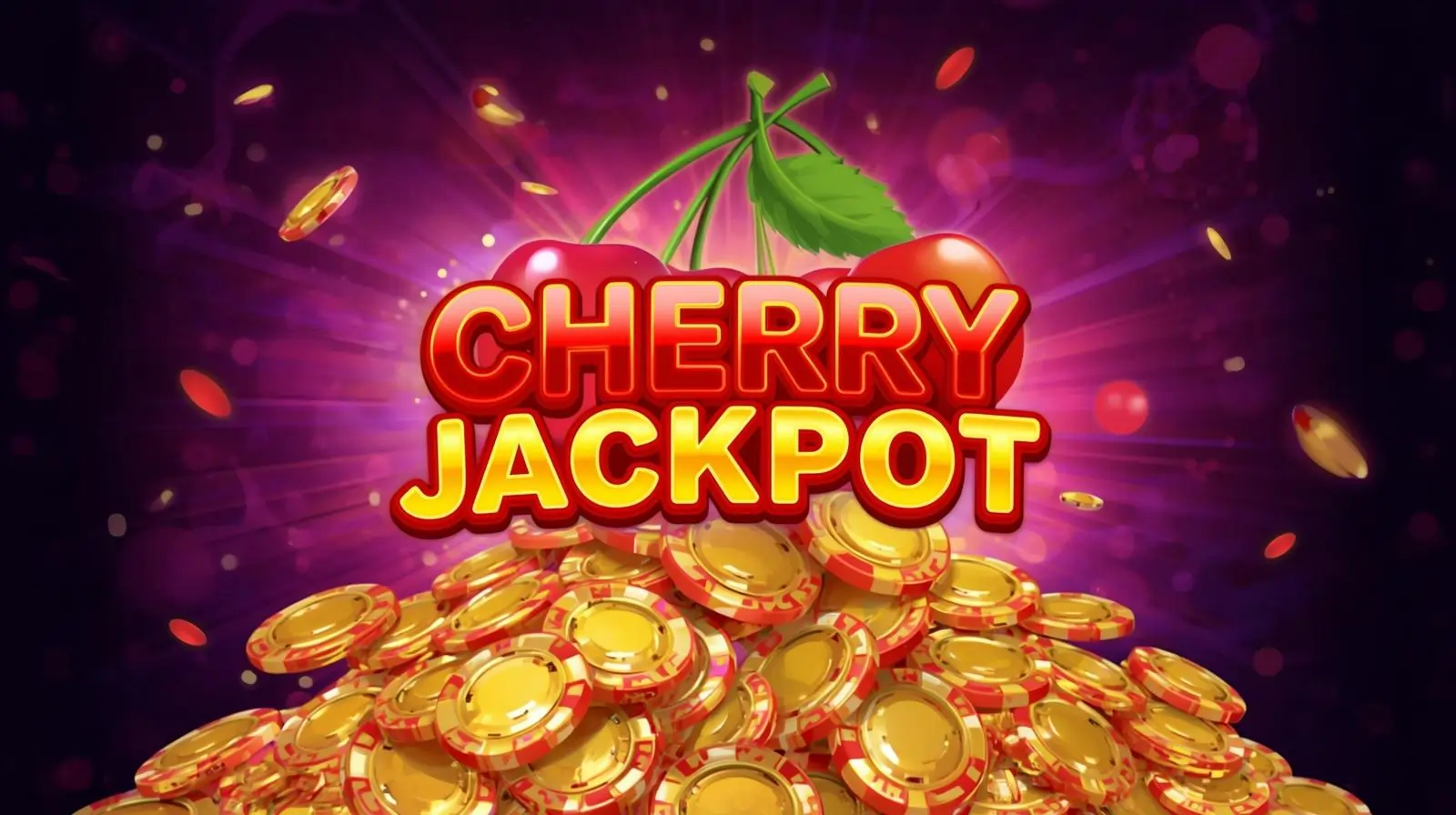 Cherry Jackpot Game app with slots, cards, and glowing cherries