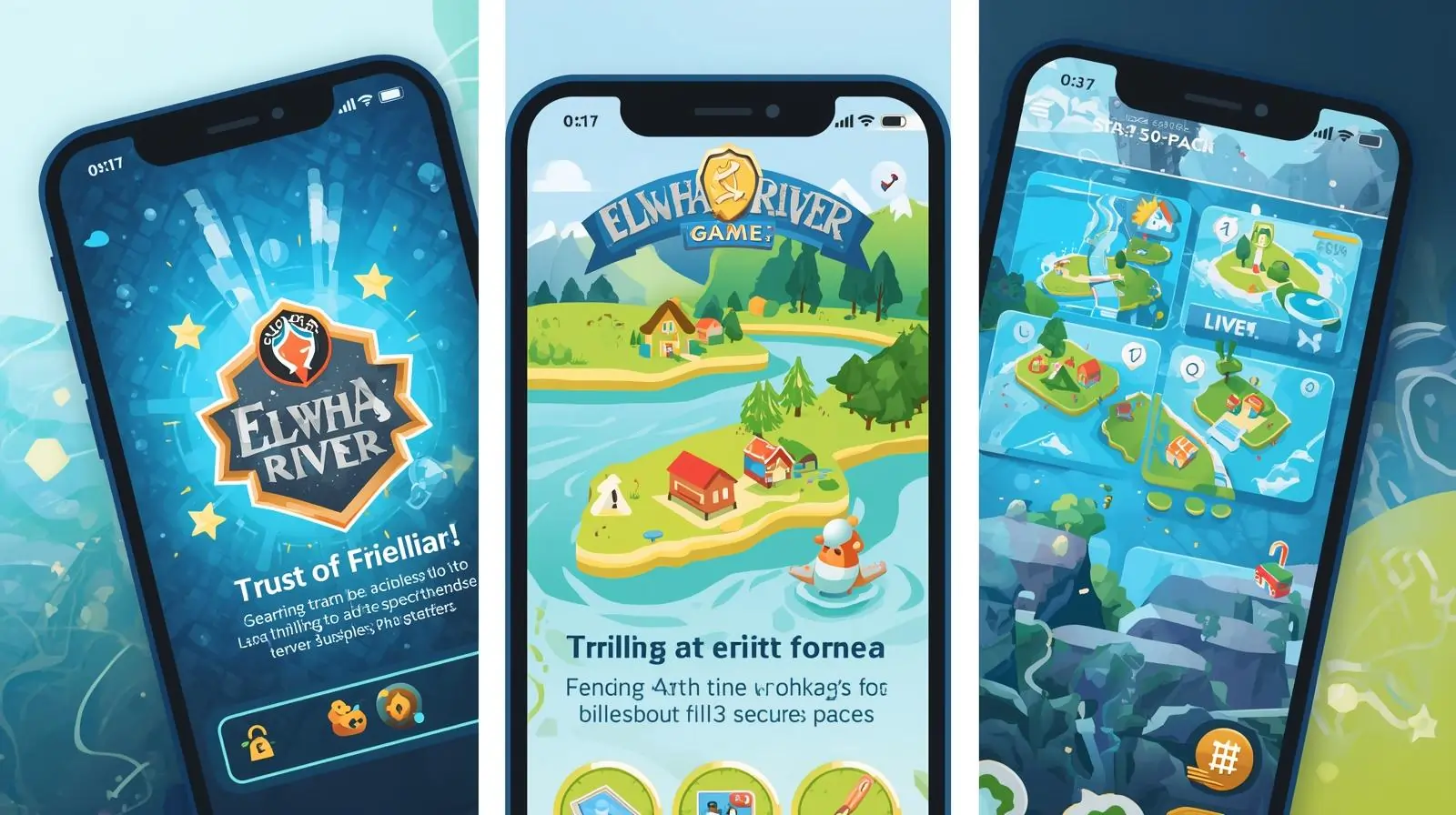 User playing Elwha River Game App on smartphone with glowing slot icons