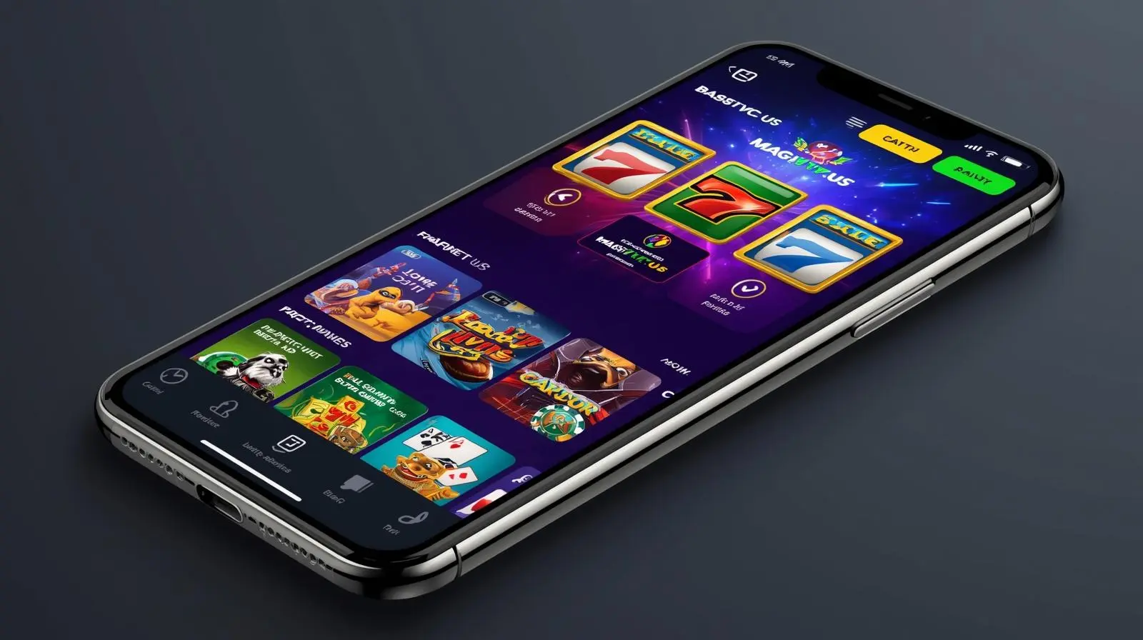 Smartphone showing Jackpot Capital APK interface with slots, poker, and security badge.