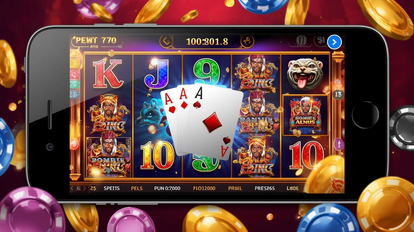 LuckyZino Casino APK mobile gameplay interface with chips and cards