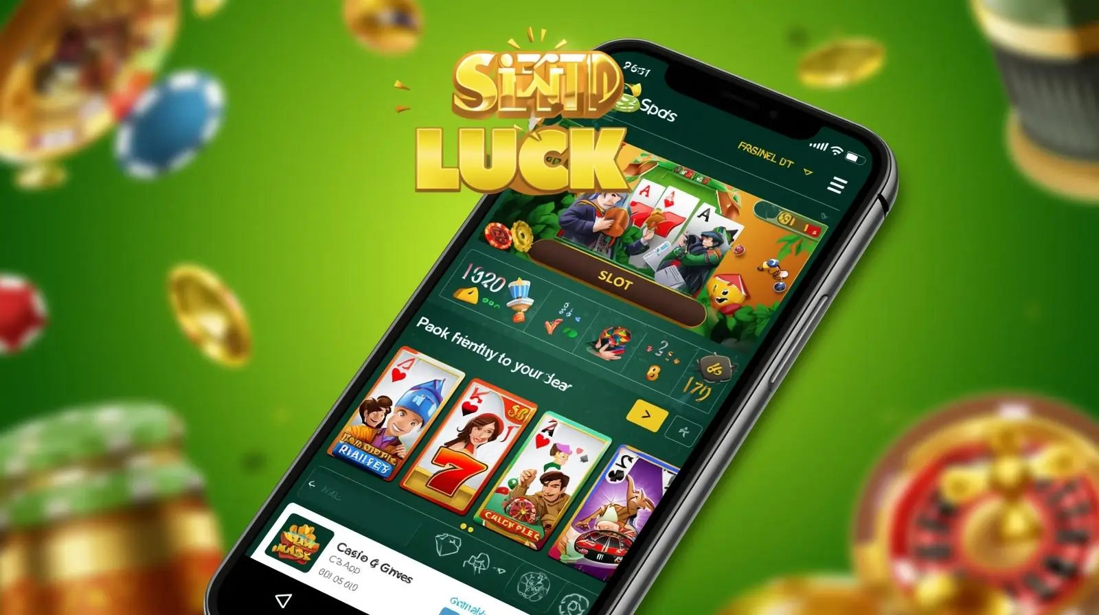 Casino Luck mobile casino app with slots, cards, and roulette