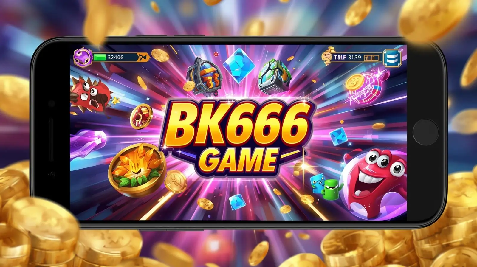Smartphone showing colorful online earning games interface