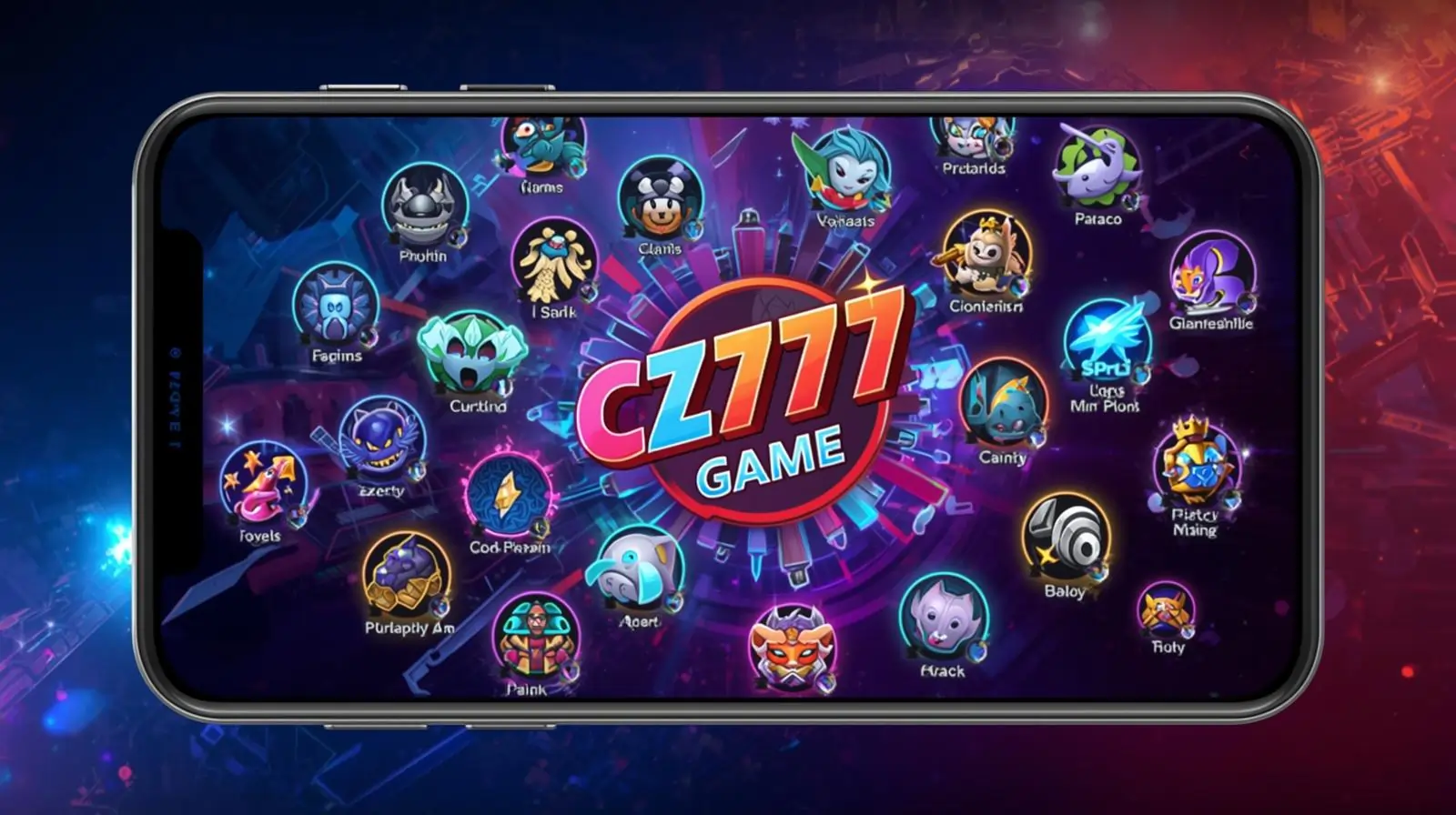 Cz777 Game mobile gaming interface with bright icons